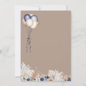 Teddy Bear en Blue White Balloons Boho Baby shower Kaart (Achterkant)