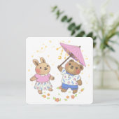 Teddy Bear en Bunny onder de sterren illustratie Kaart (Staand voorkant)