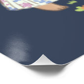 Teddy Bear en Bunny onder de sterren illustratie Perfect Poster (Hoek)