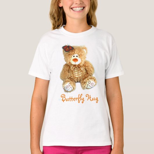 Teddy Bear en Butterfly T voor meisjes T-shirt (Voorkant)