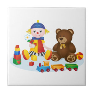 Teddy Bear en Clown Kinder Tegeltje