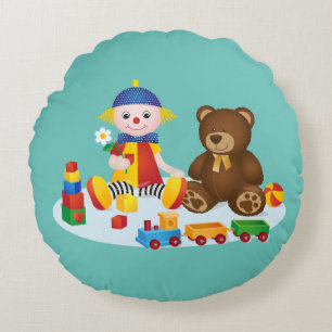 Teddy Bear en Clown Nursery Room Rond Kussen