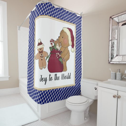 Teddy Bear en Gingerbrood Man Cookie Douchegordijn (In situ)