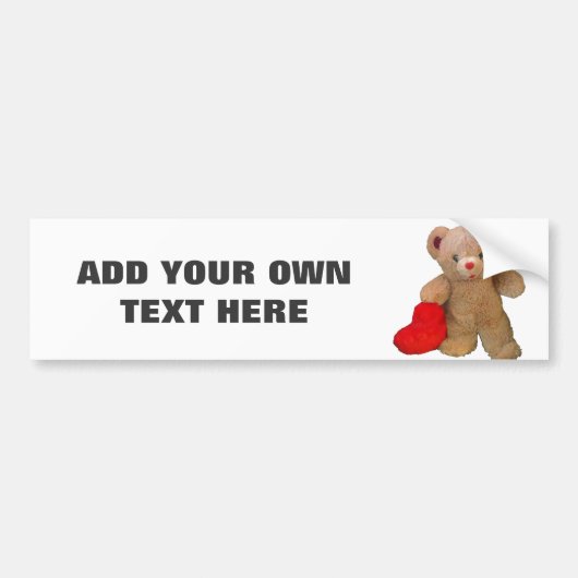 Teddy Bear en Heart met Jouw tekst Bumpersticker (Voorkant)