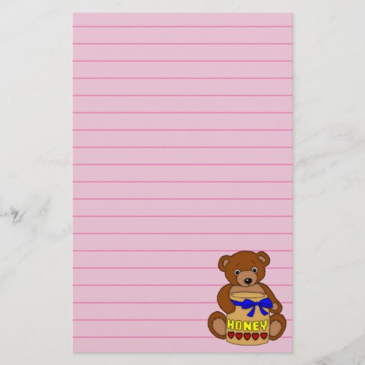 Teddy Bear en Honey Jar Briefpapier (Voorkant)