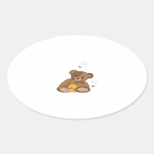 Teddy Bear en Honey Ovale Sticker