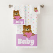 Teddy Bear en Polka Dots Bathroom Towel Set Bad Handdoek (Insitu)