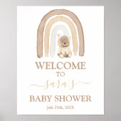 Teddy Bear en Rainbow Baby shower Welkomstteken Poster (Voorkant)