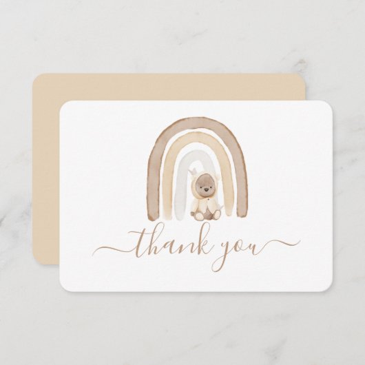 Teddy Bear en Rainbow bedankt je kaart (Voorkant / Achterkant)