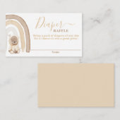 Teddy Bear en Rainbow Diaper Raffle Card Informatiekaartje (Voorkant / Achterkant)