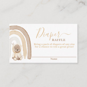 Teddy Bear en Rainbow Diaper Raffle Card Informatiekaartje