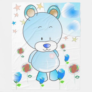 Teddy Bear en Stars Fleece Deken