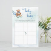 Teddy Bear Eucalyptus Wreath Boy Baby Bingo Game (Staand voorkant)