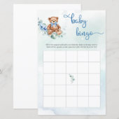 Teddy Bear Eucalyptus Wreath Boy Baby Bingo Game (Voorkant / Achterkant)