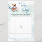 Teddy Bear Eucalyptus Wreath Boy Baby Bingo Game (Voorkant)