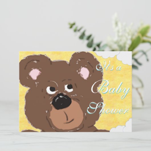 Teddy Bear Face Baby shower Kaart (Staand voorkant)