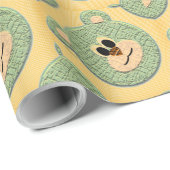 Teddy Bear Face (groen) Cadeaupapier (Rol Hoek)