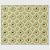 Teddy Bear Face (groen) Cadeaupapier (Vlak)