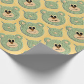 Teddy Bear Face (groen) Cadeaupapier (Hoek)