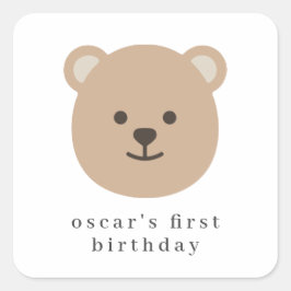 Teddy Bear Face - Papieren servet Vierkante Sticker