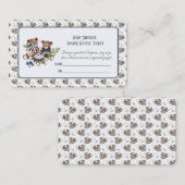 Teddy Bear Family Baby Boy Douche Luier Raffle Informatiekaartje (Voorkant / Achterkant)