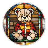Teddy Bear Faux-Glas in lood Keramische Knop (Voorkant)