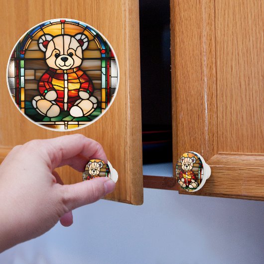 Teddy Bear Faux-Glas in lood Keramische Knop