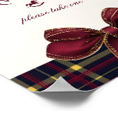 Teddy Bear Favors Red Gold Bow Plaid Poster (Hoek)