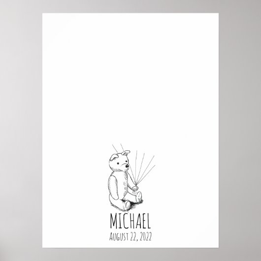 Teddy Bear Fingerprint Guest Book Poster (Voorkant)