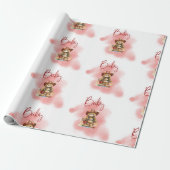 Teddy Bear Fireman Boy Baby shower Cadeaupapier (Uitgerold)