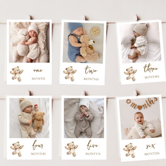 Teddy Bear First Anniversary Photo Banner Card Feestdagenkaart