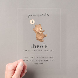 Teddy Bear First Birthday Invitation Acryl Uitnodigingen