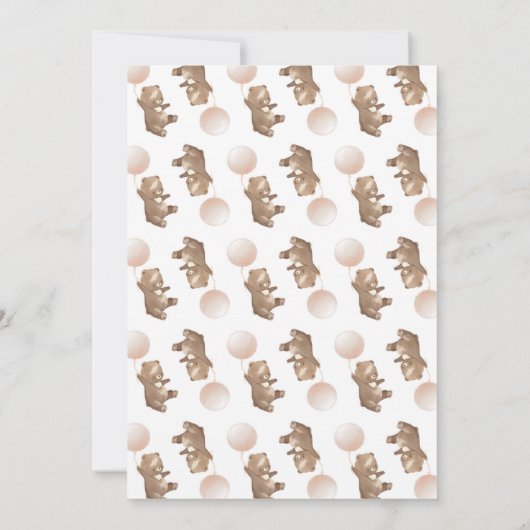 Teddy Bear First Birthday Invitation Kaart (Achterkant)