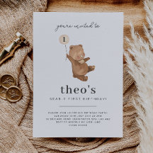 Teddy Bear First Birthday Invitation