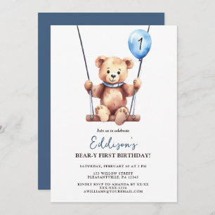 Teddy Bear First Birthday Kaart
