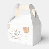 Teddy Bear First Birthday Party Favor Box Bedankdoosjes (Achterkant)