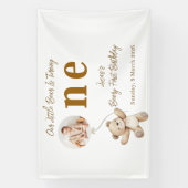 Teddy Bear First Birthday Photo   Spandoek (Verticaal)