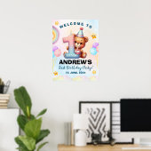 Teddy Bear First Birthday Poster | Nursery & Party (Thuiskantoor)