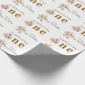 Teddy Bear First Birthday Wrapping Paper Cadeaupapier (Hoek)