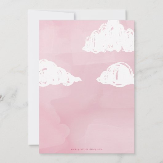 Teddy Bear Floating with Balloons Girl Baby Kaart (Achterkant)