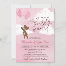 Teddy Bear Floating with Balloons Girl Baby