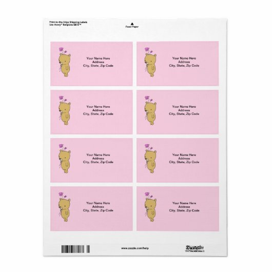 Teddy Bear Floral Labels (Full Sheet)