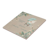 Teddy Bear Floral Name Personalize Birth Stats Tegeltje (Zijkant)