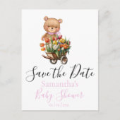 Teddy Bear Floral Rustic Save the Date Briefkaart (Voorkant)