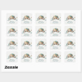 Teddy Bear Floral Vierkante Sticker (Vel)
