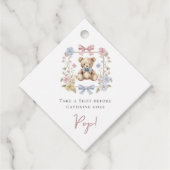 Teddy Bear Floral Wreath Baby Shower drinks Bedankjes Labels (Voorkant)