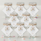 Teddy Bear Floral Wreath Baby Shower drinks Bedankjes Labels