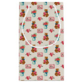 Teddy Bear & Flower Bouquet Patterned Gift Bag Klein Cadeauzakje (Achterkant)