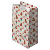 Teddy Bear & Flower Bouquet Patterned Gift Bag Klein Cadeauzakje (Voorkant Gekanteld)