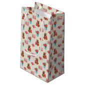 Teddy Bear & Flower Bouquet Patterned Gift Bag Klein Cadeauzakje (Achterkant Gekanteld)